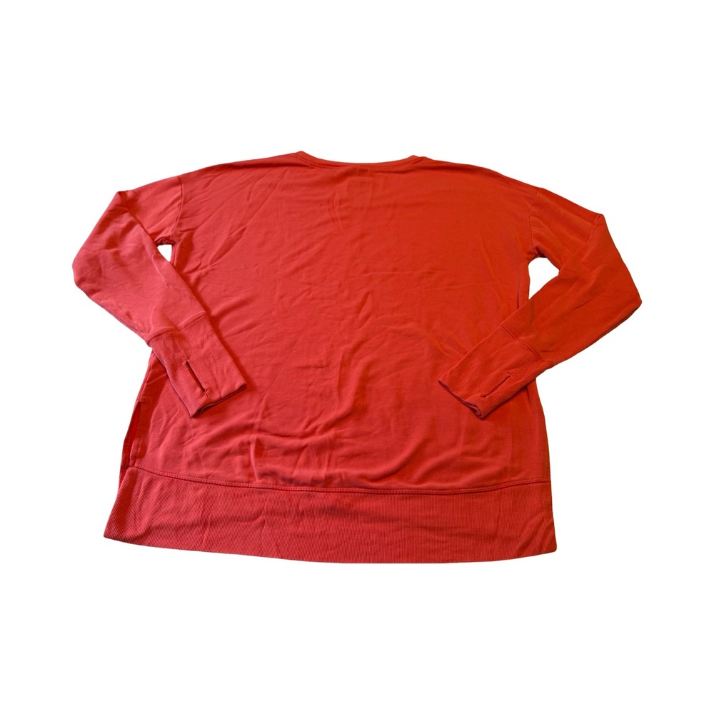 Athleta Coaster Luxe Sweatshirt Coral Pink Small Ultra Soft Split Hem Pullover - Picture 4 of 4